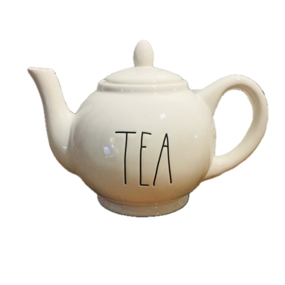 Rae Dunn TEA Teapot white black NWT